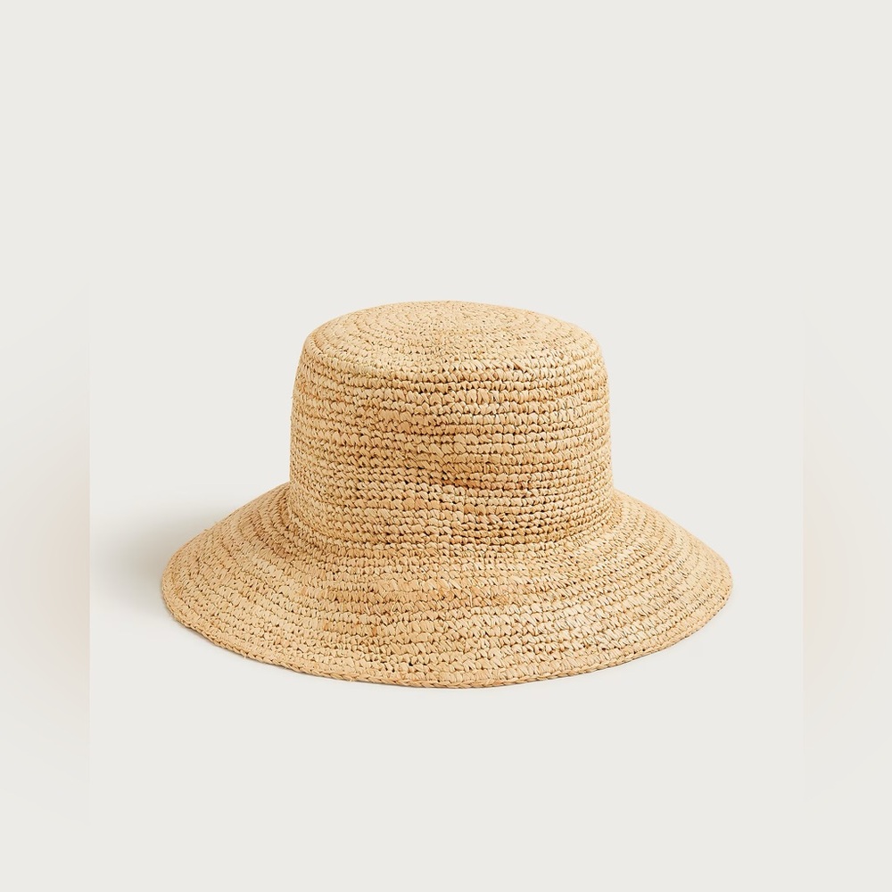 J. Crew Natural Straw Crochet Bucket Hat